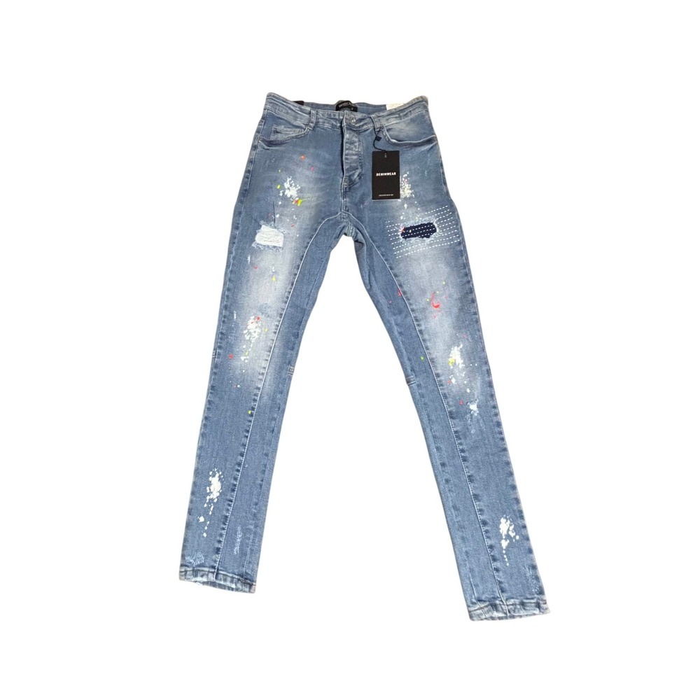 DENIM HOUSE Skinny Fit Jeans Men's W31 L32 Paint Splatter Distressed NWT